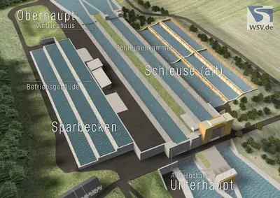 Der Neubau der Schleuse Kriegenbrunn hat einen Gesamtauftragswert von rund 450 Mio. Euro (netto) und soll in einer geplanten Bauzeit von acht Jahren realisiert werden. 